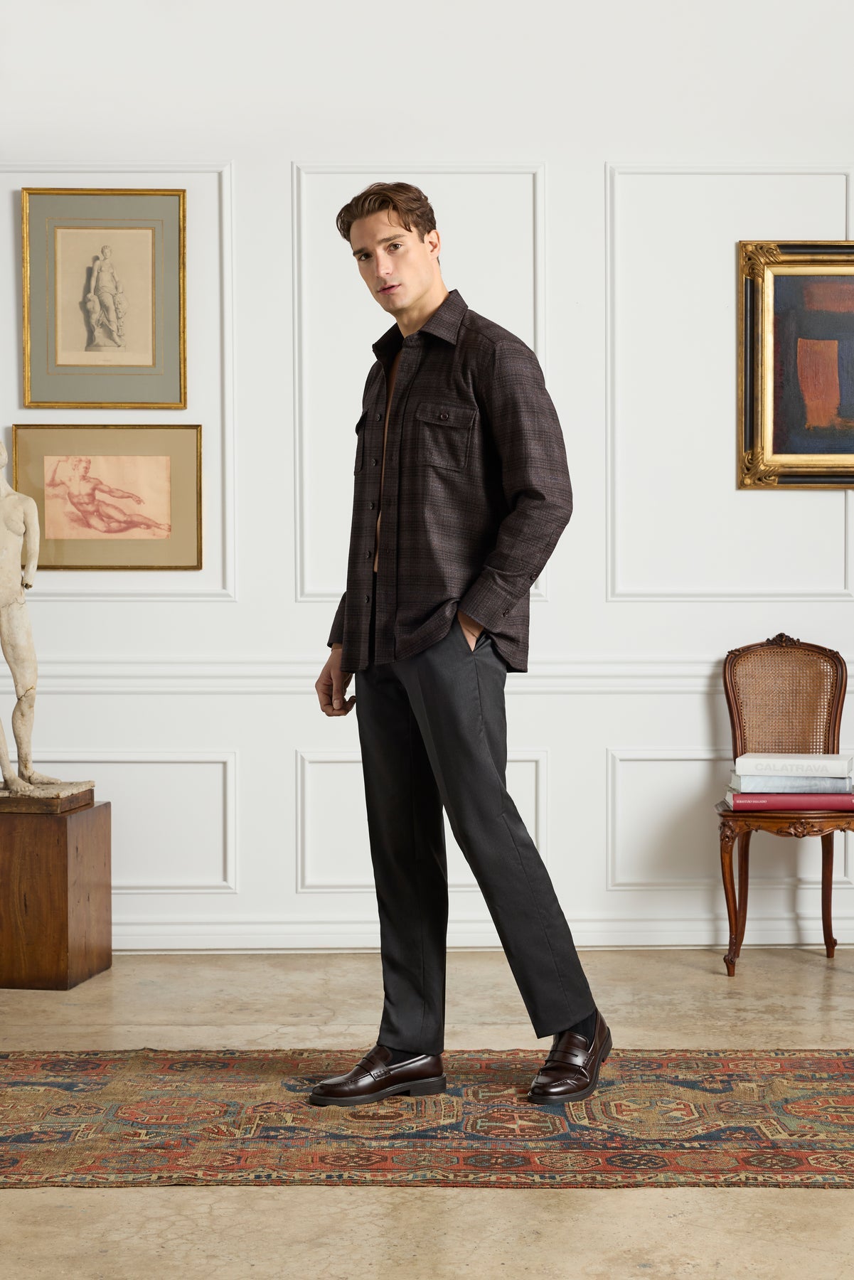 Parker Super 130s Wool Gabardine 'Platinum' Trouser in Medium Grey (Modern Straight Fit) by Zanella