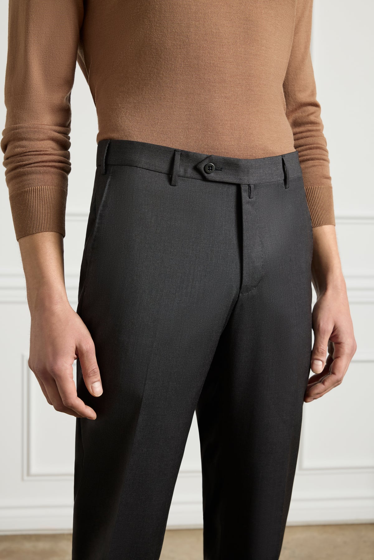 Parker Super 130s Wool Gabardine 'Platinum' Trouser in Medium Grey (Modern Straight Fit) by Zanella