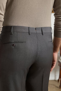 Parker Super 130s Wool Gabardine 'Platinum' Trouser in Dark Grey (Modern Straight Fit) by Zanella
