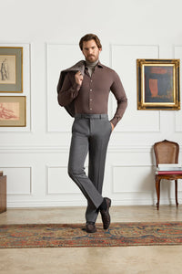 Parker Super 130s Wool Gabardine 'Platinum' Trouser in Dark Grey (Modern Straight Fit) by Zanella