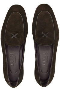 X Italian Sueded Goatskin Loafer in Nicotine by Zelli Italia