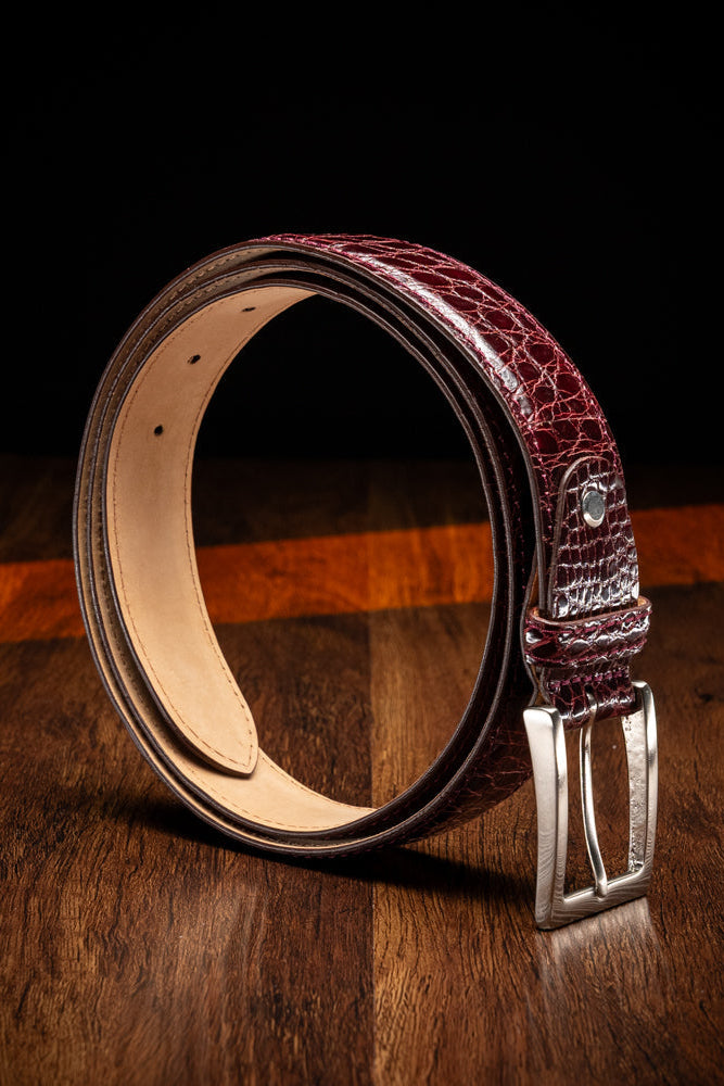 Genuine American Alligator Belt in Bordeaux by Zelli Italia
