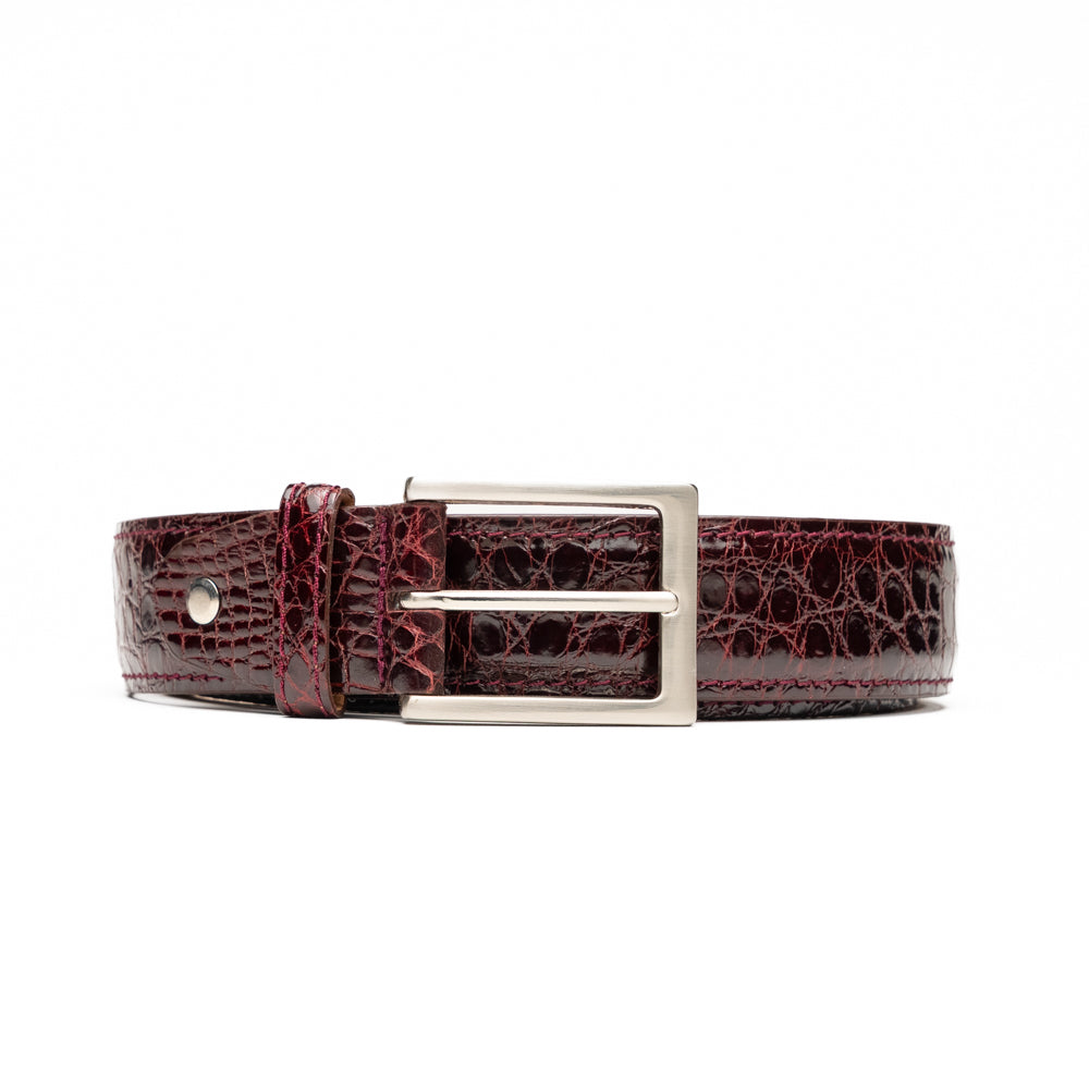 Genuine American Alligator Belt in Bordeaux by Zelli Italia