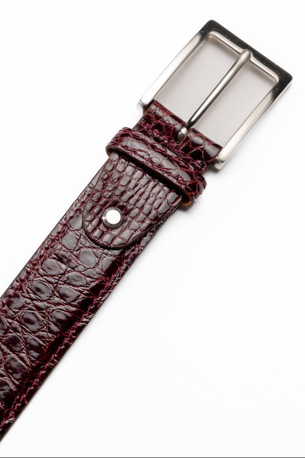 Genuine American Alligator Belt in Bordeaux by Zelli Italia