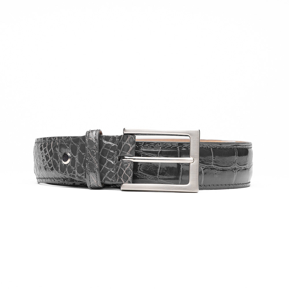 Genuine American Alligator Belt in Grey by Zelli Italia