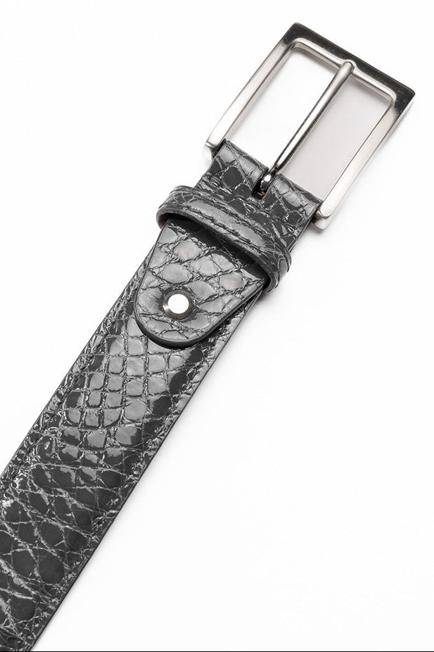 Genuine American Alligator Belt in Grey by Zelli Italia