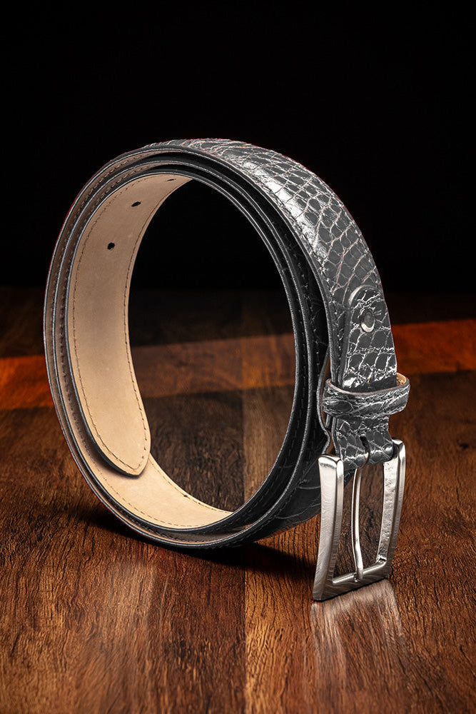Genuine American Alligator Belt in Grey by Zelli Italia