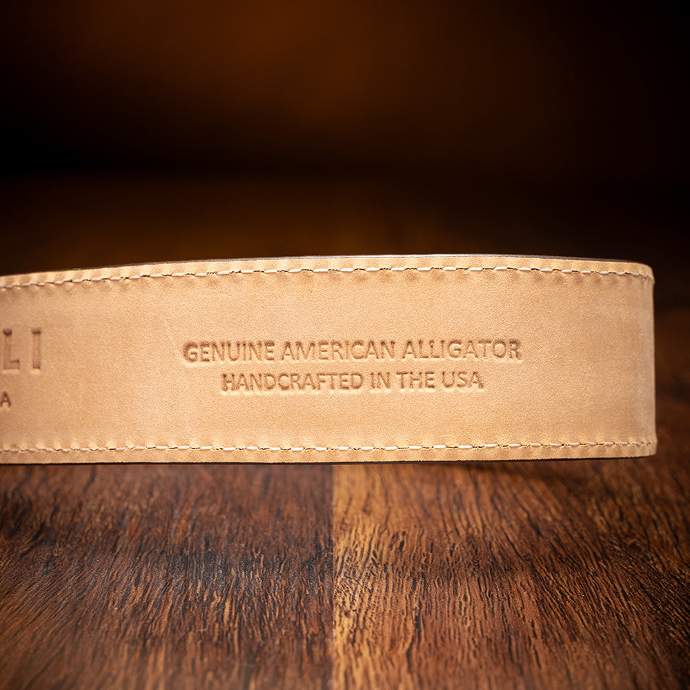 Genuine American Alligator Belt in Grey by Zelli Italia