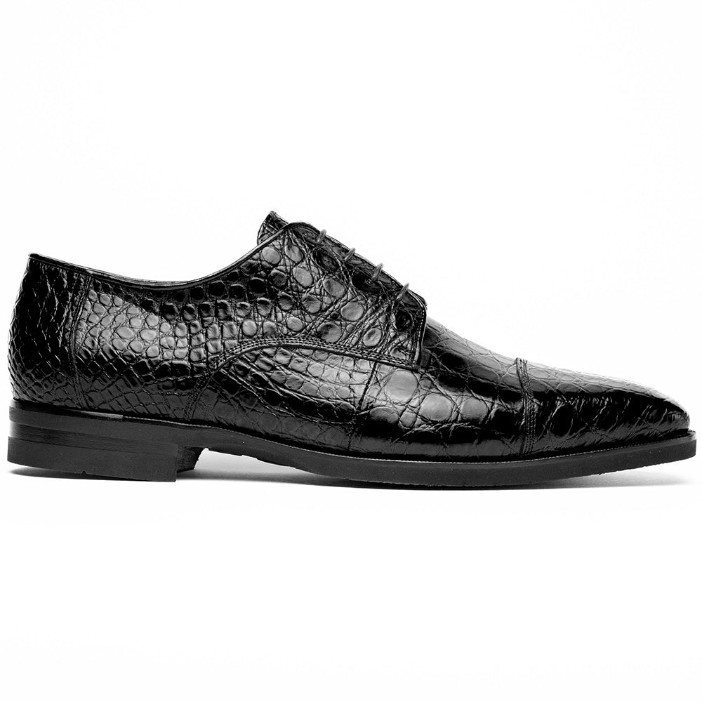 Andrea Crocodile Derby Lace Up in Black by Zelli Italia