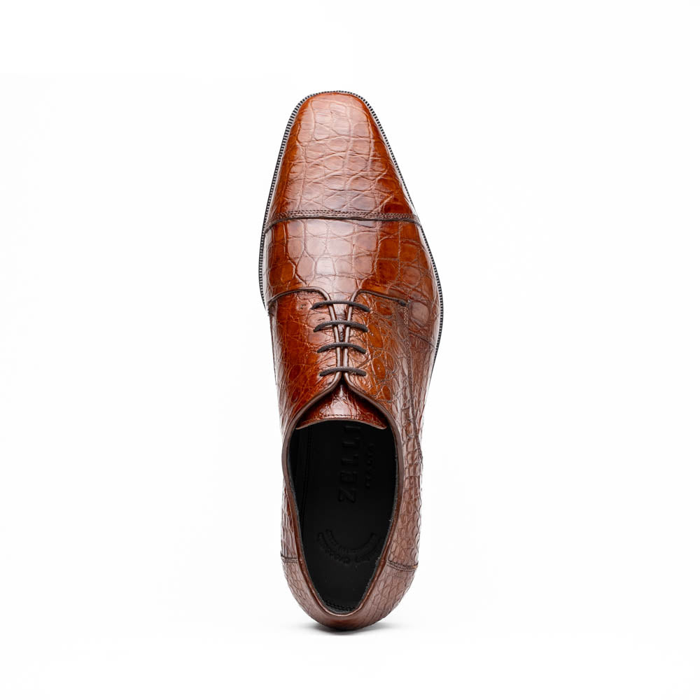 Andrea Crocodile Lace Up in Cognac by Zelli Italia