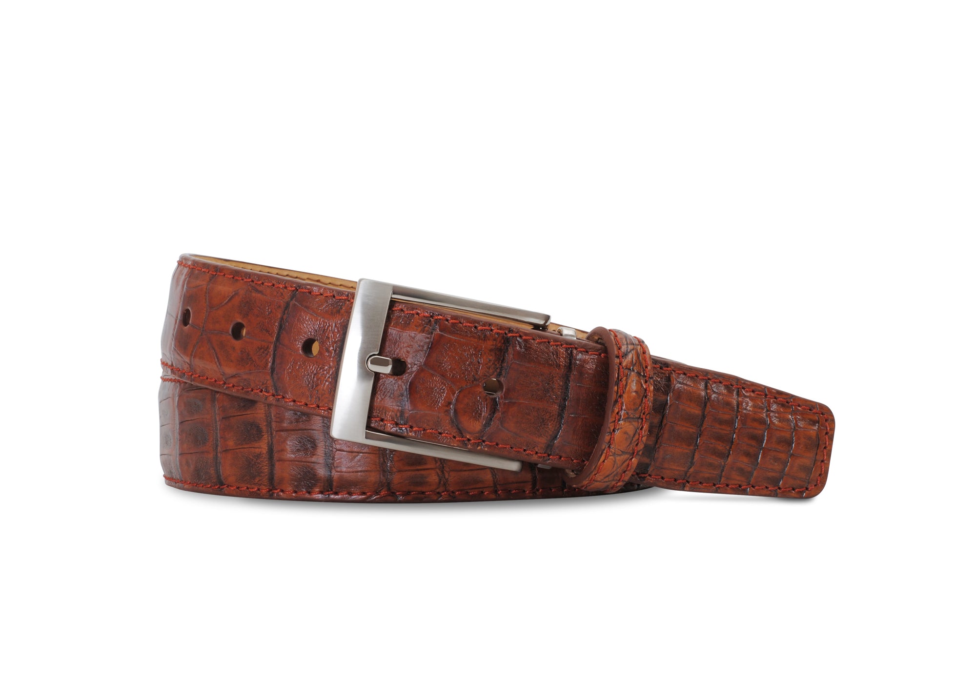 Caiman Crocodile Belt in Antique Honey by Brookes & Hyde