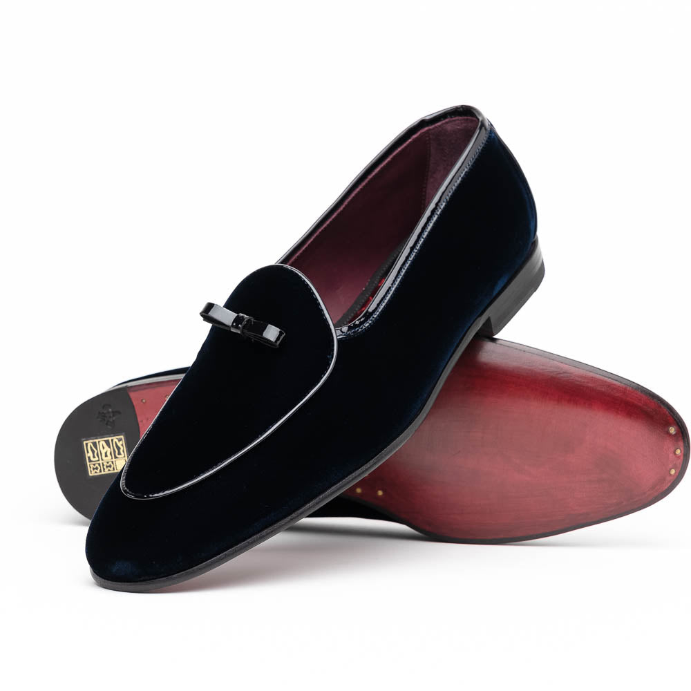 Arco Velvet Tuxedo Shoe in Midnight Navy by Zelli Italia x Borgioli