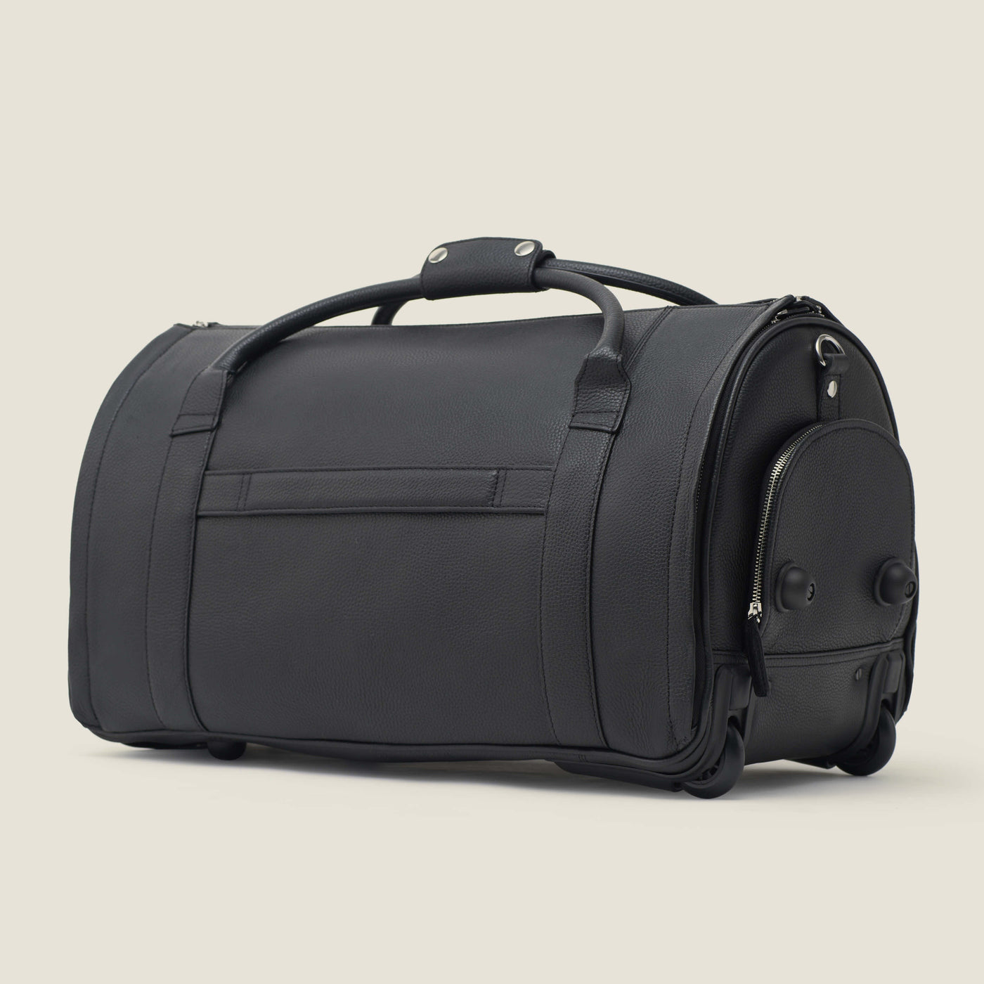 Nova - The Original Leather Garment Roller Duffle in Jet Black by Wool & Oak