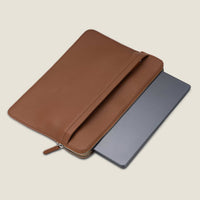 Porto 14" Leather Convertible Laptop Sleeve in Sand by Wool & Oak