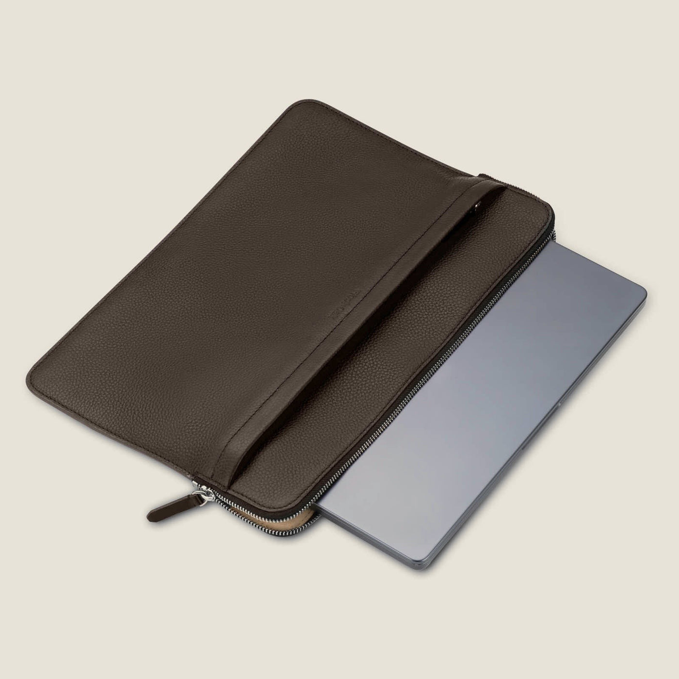 Porto 14" Leather Convertible Laptop Sleeve in Chocolate by Wool & Oak