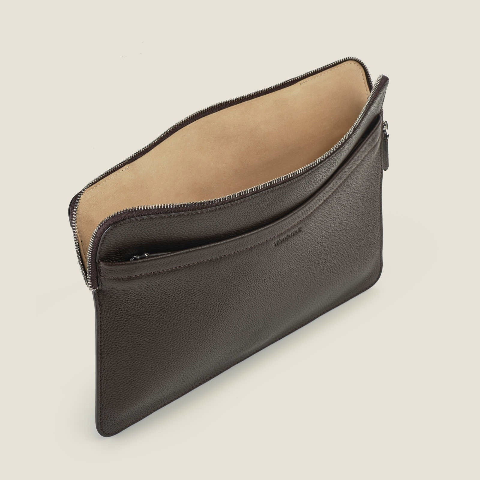 Porto 14" Leather Convertible Laptop Sleeve in Chocolate by Wool & Oak