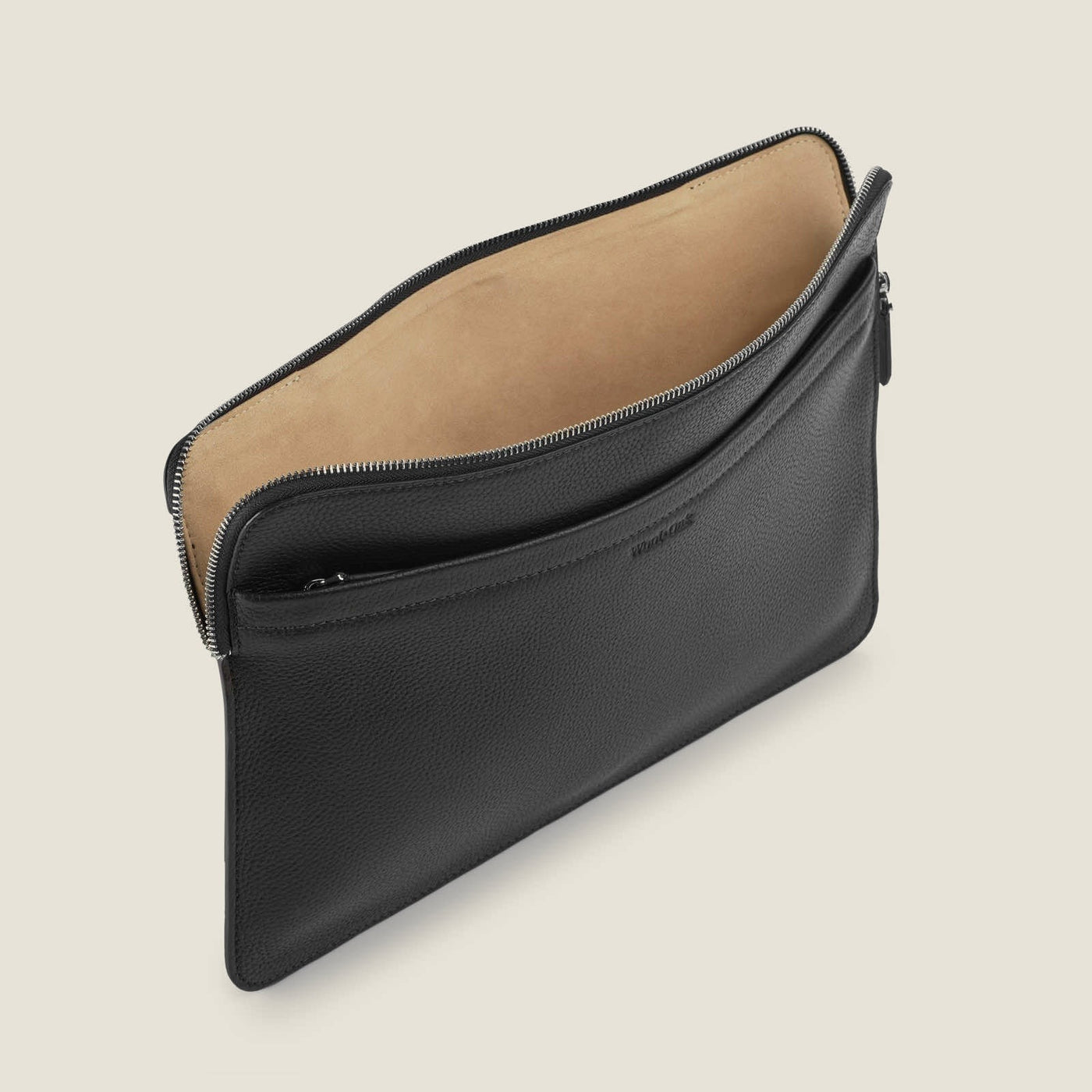 Porto 14" Leather Convertible Laptop Sleeve in Jet Black by Wool & Oak