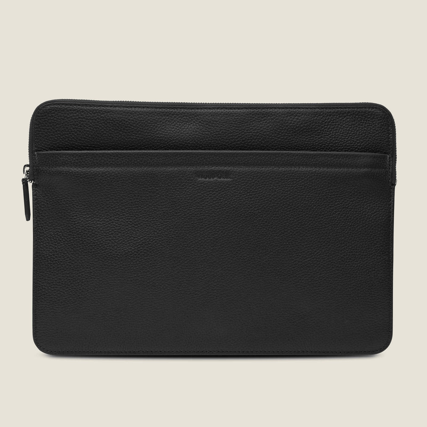 Porto 14" Leather Convertible Laptop Sleeve in Jet Black by Wool & Oak
