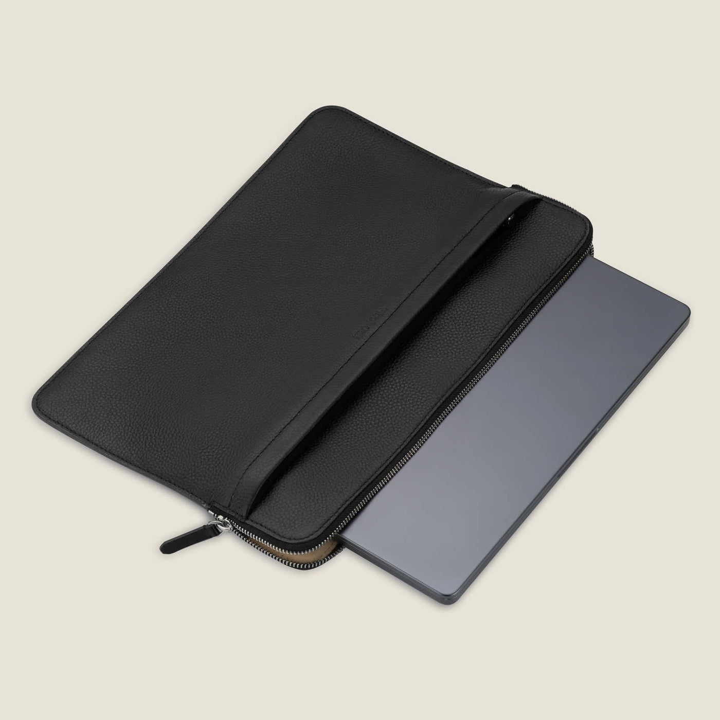 Porto 14" Leather Convertible Laptop Sleeve in Jet Black by Wool & Oak