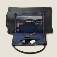 Nova - The Original Leather Garment Roller Duffle in Jet Black by Wool & Oak