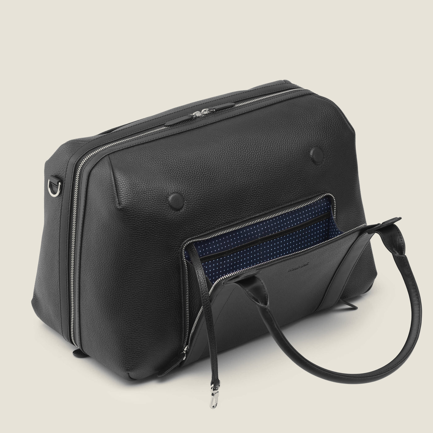 Duffle Leather Suitcase in Jet Black by Wool & Oak