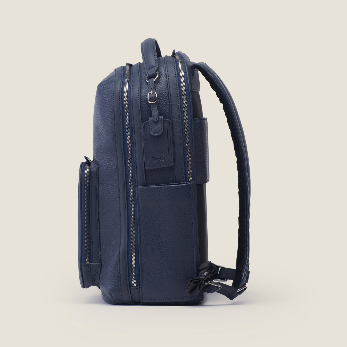 Pilot Leather Travel Backpack in Navy by Wool & Oak