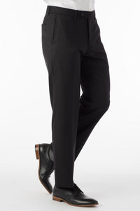 Super 130s Loro Piana Wool Gabardine Flat Front Trouser in Black, Size 32 (Park Traditional Fit) by 6 East by Ballin