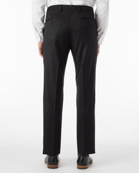 Super 130s Loro Piana Wool Gabardine Flat Front Trouser in Black, Size 32 (Park Traditional Fit) by 6 East by Ballin
