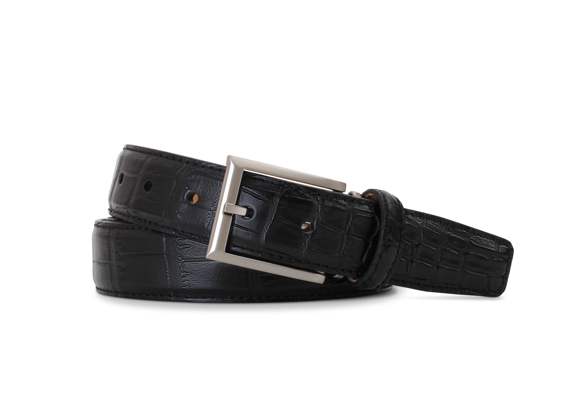 American Alligator Matte Finish Belt in Black by Brookes & Hyde