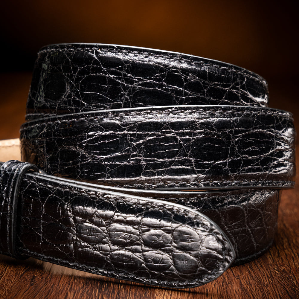 Caiman Crocodile Belt in Black by Zelli Italia