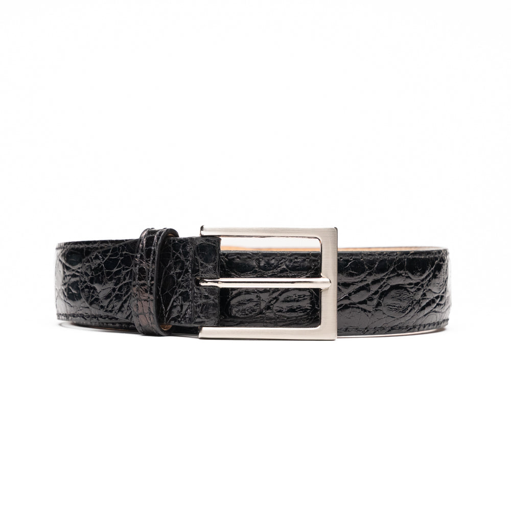 Caiman Crocodile Belt in Black by Zelli Italia