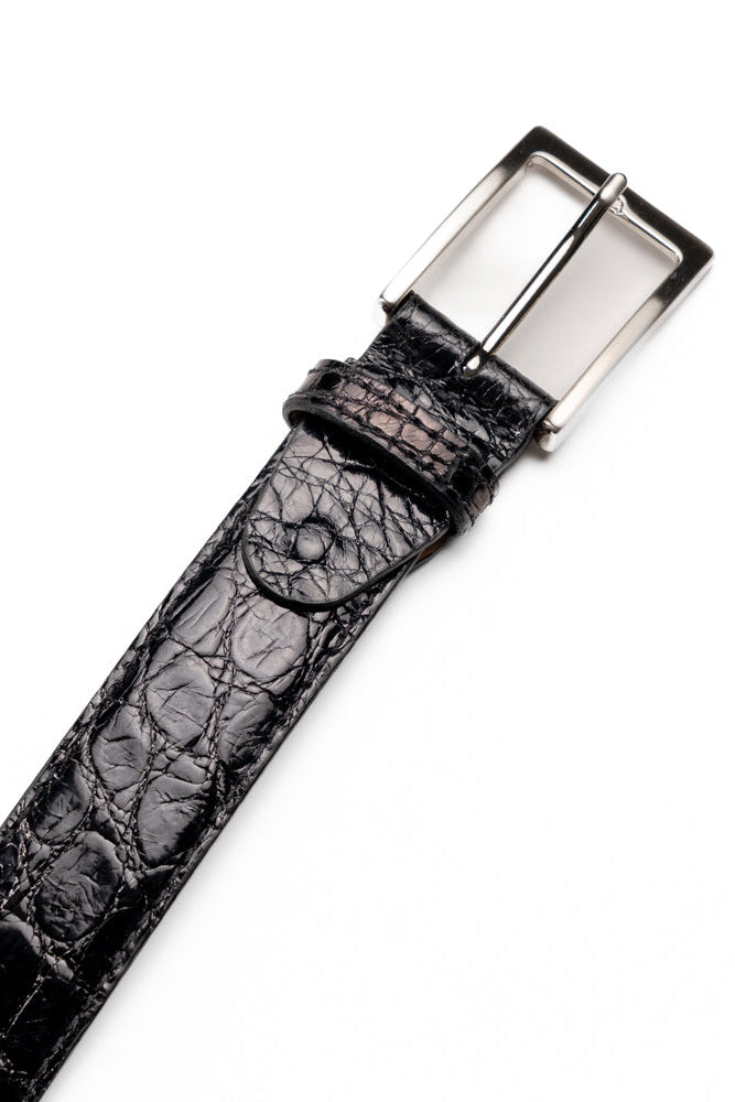 Caiman Crocodile Belt in Black by Zelli Italia