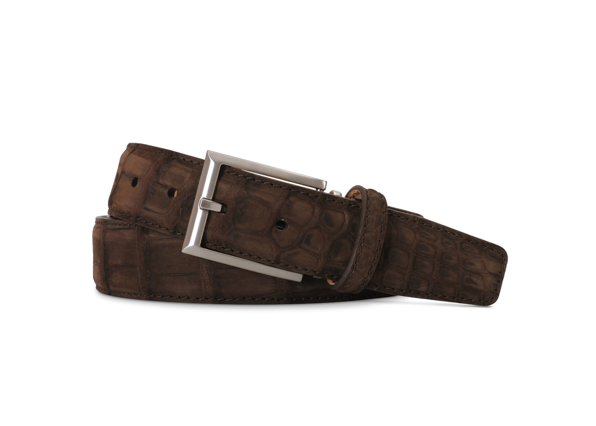 Buffed Alligator Belt | Gravel main image 1