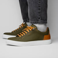 Diaz Matte Finish Rubberized Calfskin Sneaker in Olive by Zelli Italia