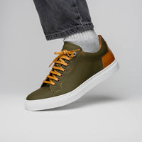 Diaz Matte Finish Rubberized Calfskin Sneaker in Olive by Zelli Italia