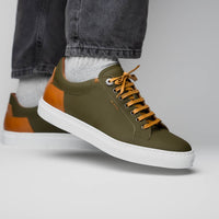 Diaz Matte Finish Rubberized Calfskin Sneaker in Olive by Zelli Italia