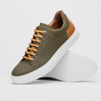 Diaz Matte Finish Rubberized Calfskin Sneaker in Olive by Zelli Italia