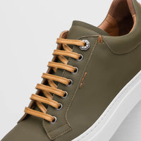 Diaz Matte Finish Rubberized Calfskin Sneaker in Olive by Zelli Italia