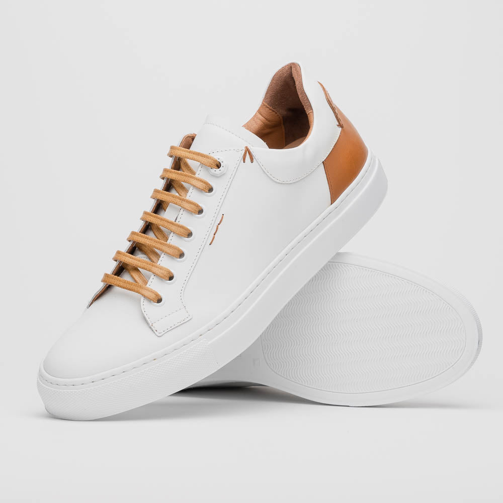 Diaz Matte Finish Rubberized Calfskin Sneaker in White by Zelli Italia