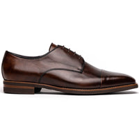 Enzo Italian Calfskin Cap Toe Lace Up in Chestnut by Zelli Italia