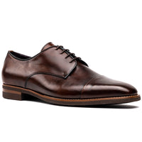 Enzo Italian Calfskin Cap Toe Lace Up in Chestnut by Zelli Italia