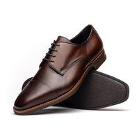 Enzo Italian Calfskin Cap Toe Lace Up in Chestnut by Zelli Italia