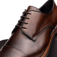 Enzo Italian Calfskin Cap Toe Lace Up in Chestnut by Zelli Italia