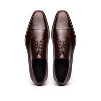 Enzo Italian Calfskin Cap Toe Lace Up in Chestnut by Zelli Italia