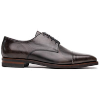 Enzo Italian Calfskin Cap Toe Lace Up in Burnished Black by Zelli Italia