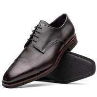 Enzo Italian Calfskin Cap Toe Lace Up in Burnished Black by Zelli Italia