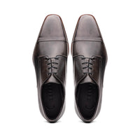 Enzo Italian Calfskin Cap Toe Lace Up in Burnished Black by Zelli Italia