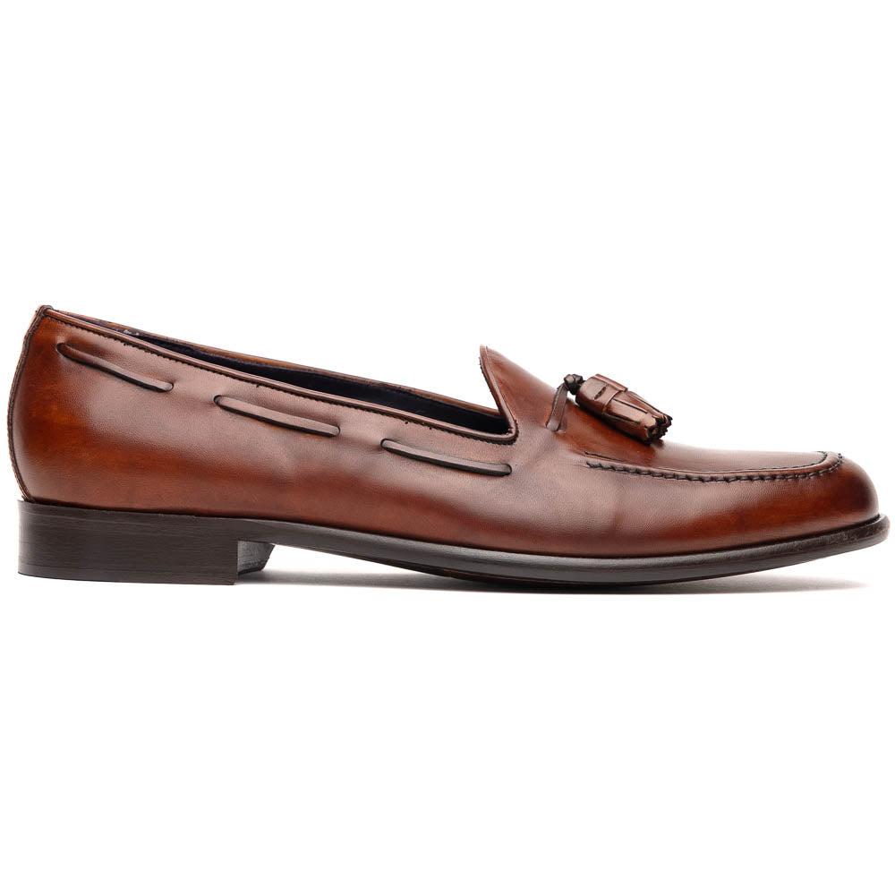 Franco Handfinished Italian Calfskin Tassel Loafer in Cognac by Zelli Italia