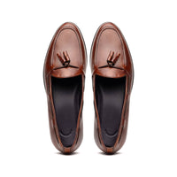 Franco Handfinished Italian Calfskin Tassel Loafer in Cognac by Zelli Italia