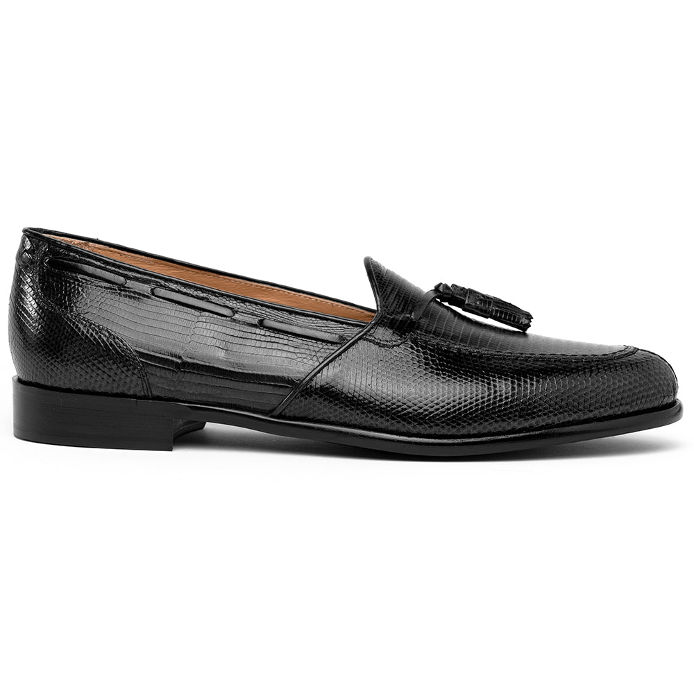 Franco Teju Lizard Tassel Loafer in Black by Zelli Italia